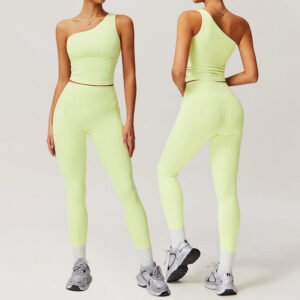 Single Strap Design Yoga Fitness leggings Set