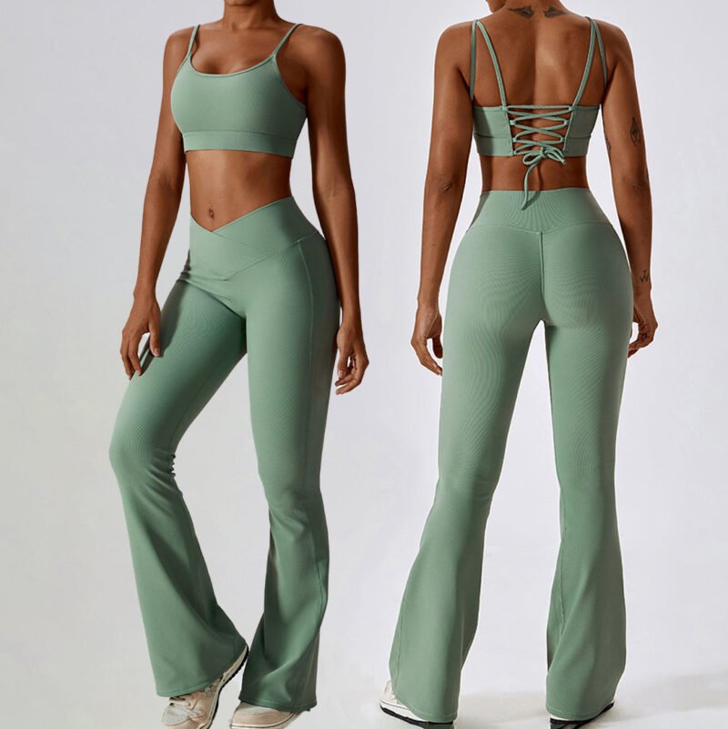 Back strap quick-drying yoga leggings two-piece set - Image 3