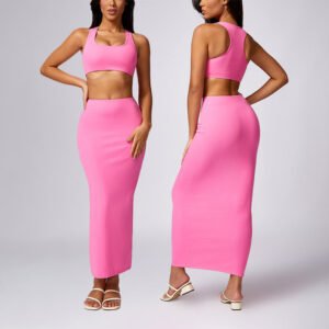 Halter Sports Top+And yoga Skirts 2-Piece set