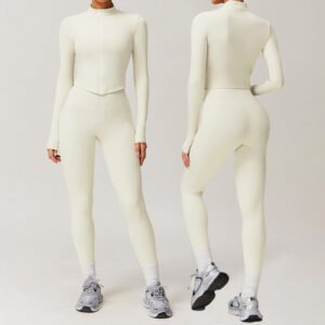 Front Zipper Long sleeve Tummy Control Fitness gym suit