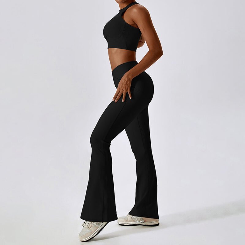 Back hollow sports vest V waist yoga pants set - Image 5