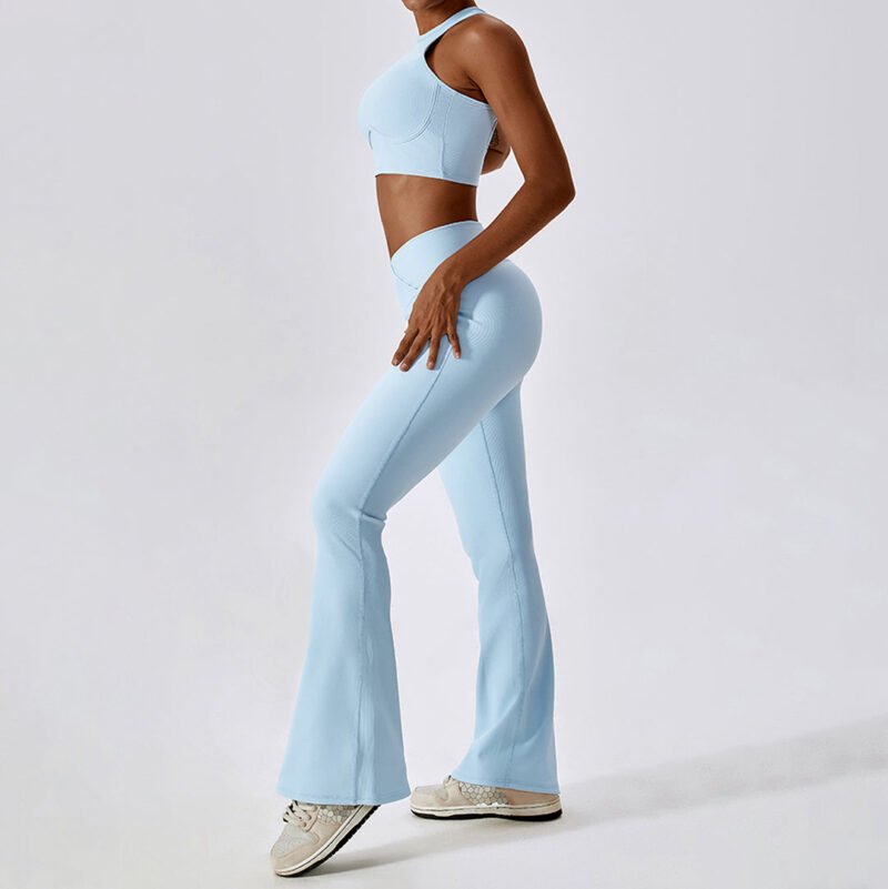 Back hollow sports vest V waist yoga pants set - Image 6