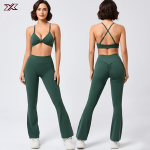 Brushed Cross Ross Back Yoga Bra+High Waist Leggings Set