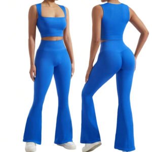 Sleeveless Square Neck Flare With Wide Leg yoga sets