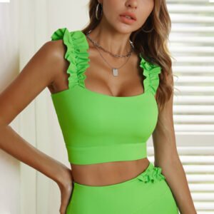 Ruched shoulder straps Yoga Crop Tank Tops