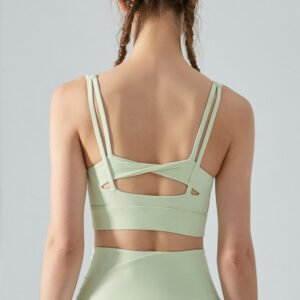 Double shoulder straps irregular Workout Crop Tank Tops