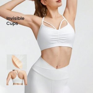 Ruched fashionable Elegant Romantic Yoga bra