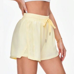 Strap Elastic with pockets Mesh 2In1 Yoga Shorts