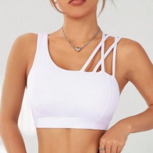Irregular Built in Shelf Bra Oblique One-shoulder Yoga bra