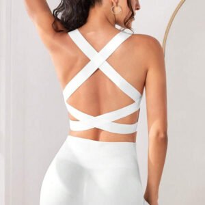 Low Moq Cross Back Halter stretchy soft fitness bra