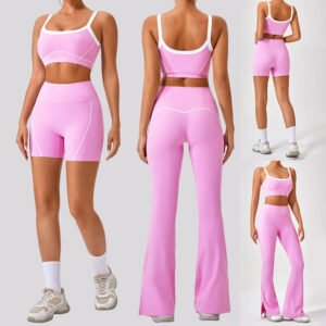 Beauty back Contrast Stitching Flare Leggings