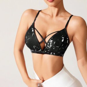 Spaghetti Straps Tie dye Print Yoga sports bra