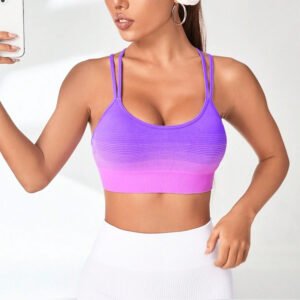 Ombre Print Double shoulder straps yoga crop top bra