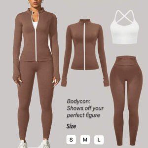 Logo Custom Zipper jacket fitness yoga wear 2 piece suit