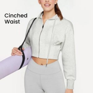 Drawstring with zipper Warm Short Hoodie