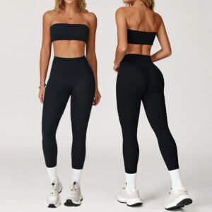 Custom tube top yoga top and stretch leggings set