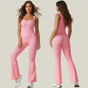 Square Neck Stretch Wide Leg Yoga Jumpsuit