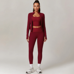 Long Sleeve Tank Top Yoga Pants with Pockets and Thumb Holes