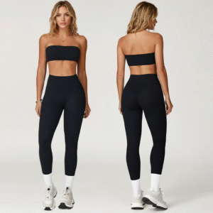 Custom tube top yoga top and stretch leggings set
