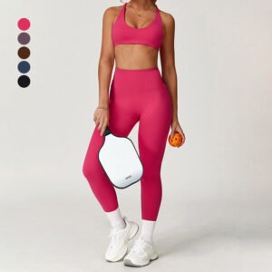 Halter Neck Cross Back Yoga Bra Wideband Waist gym leggings