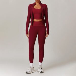 Long Sleeve Tank Top Yoga Pants with Pockets and Thumb Holes