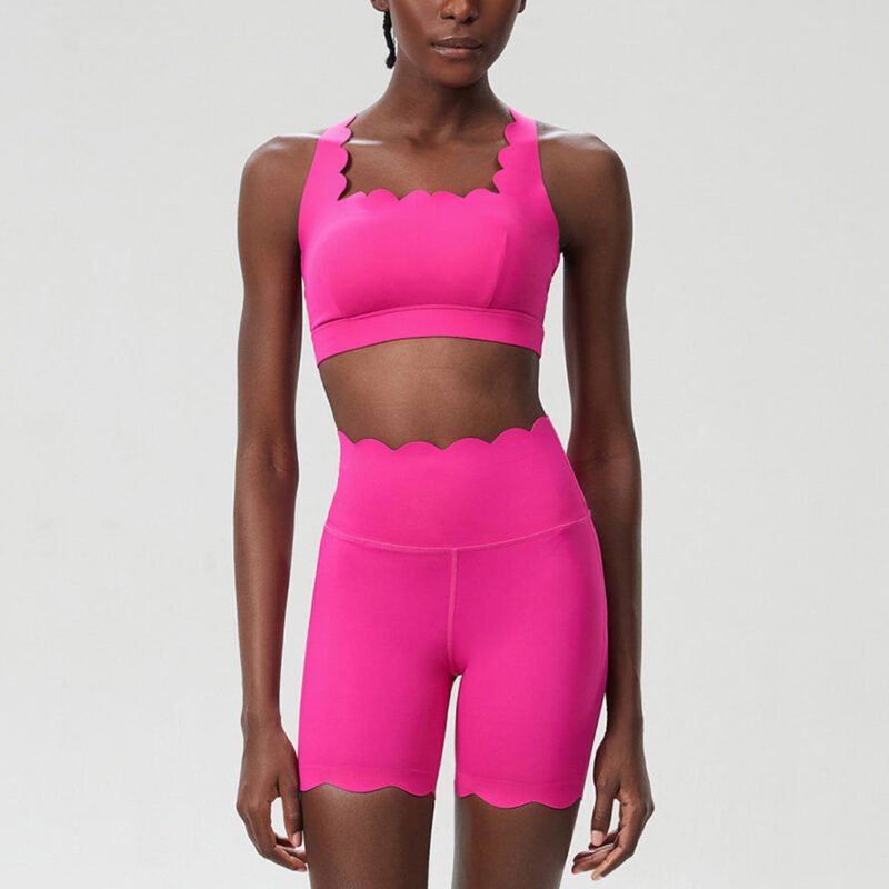 Ruffle Quick Dry Irregular Sports Bra gym Yoga shorts set - Image 4