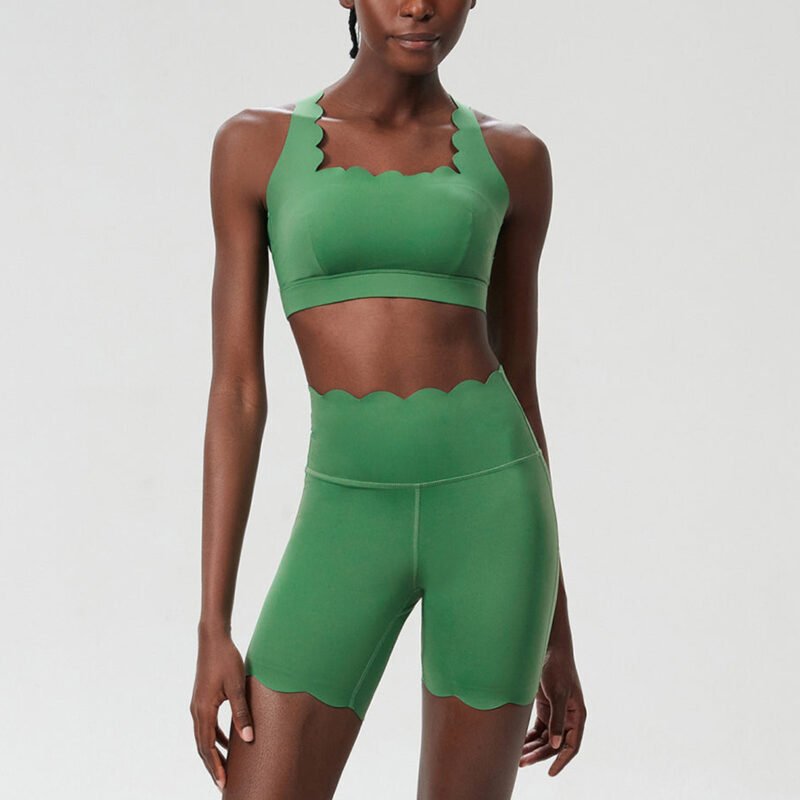 Ruffle Quick Dry Irregular Sports Bra gym Yoga shorts set - Image 7